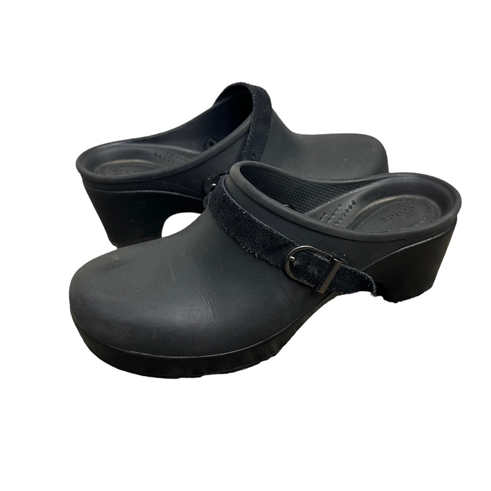 Crocs Dual Comfort Sarah Black Slip-On Mule Clogs With Heel Women's Size 7